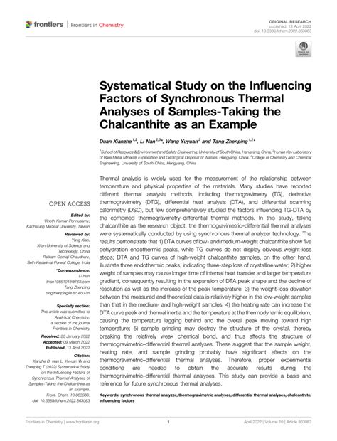 Synchronous Thermal Analyze sourcing|Systematical Study on the Influencing Factors of Synchronous .